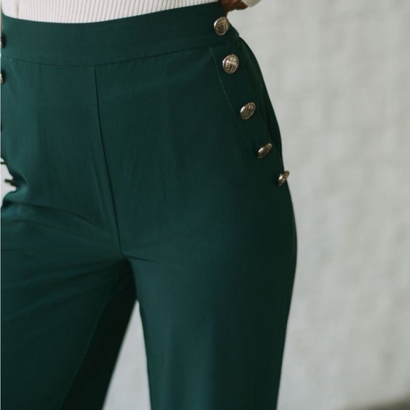 High Rise Green Dress Pants - Picture 3 of 4
